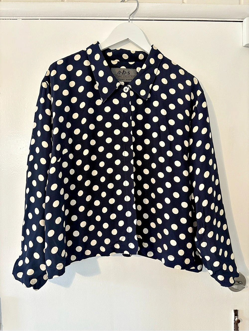 Vintage Polka Dot Collared Jacket in Blue & White Like New